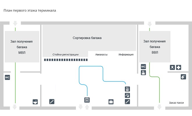 Схема аэропорта Томск (Богашёво) 1 этаж